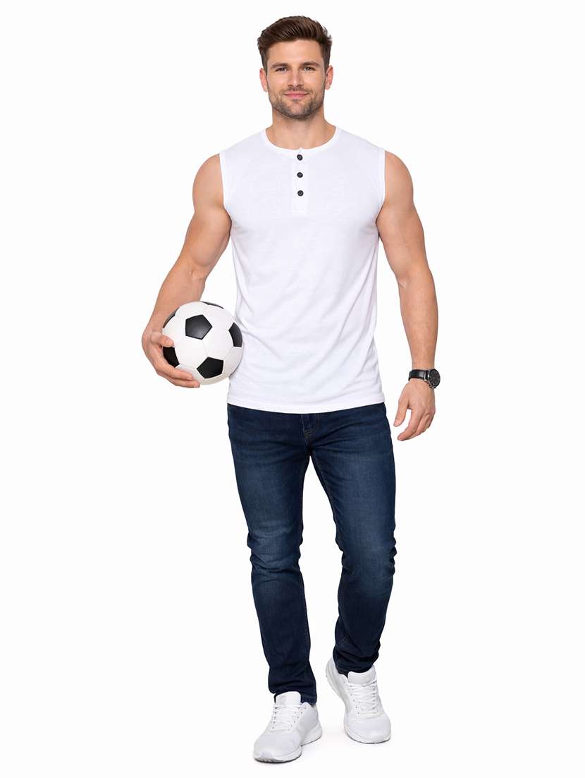 men solid sleeveless regular fit t-shirt - 22563328 -  Standard Image - 4