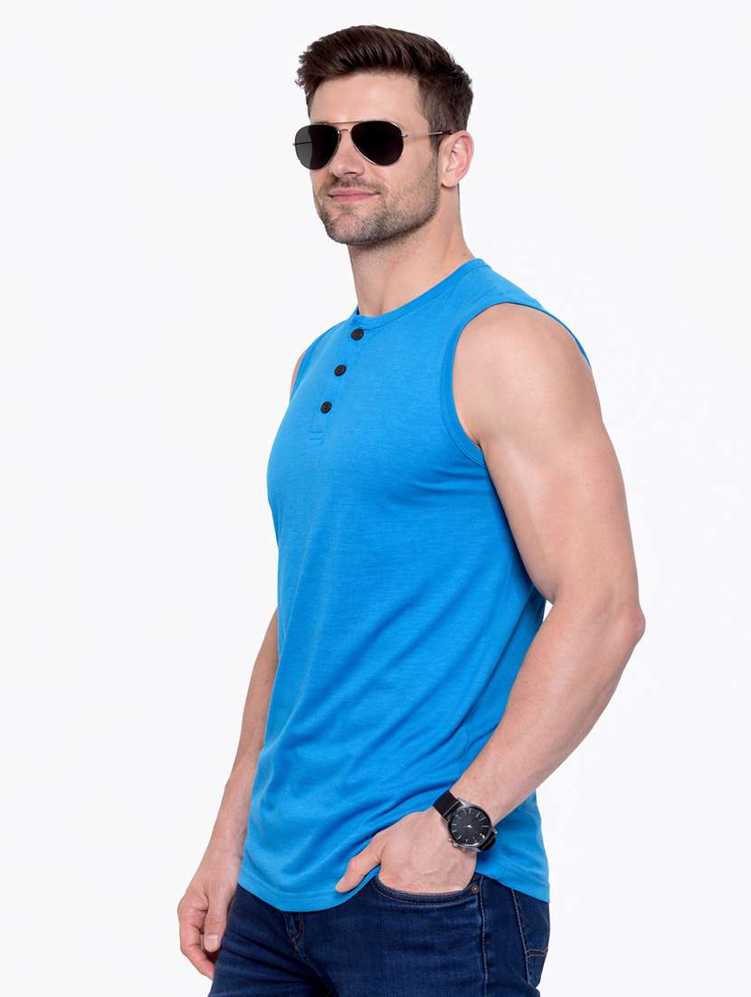 men solid sleeveless regular fit t-shirt - 22563331 -  Standard Image - 1