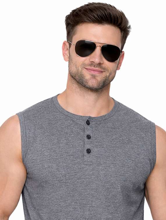 men solid sleeveless regular fit t-shirt - 22563333 -  Standard Image - 1