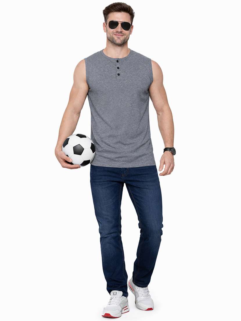men solid sleeveless regular fit t-shirt - 22563333 -  Standard Image - 4