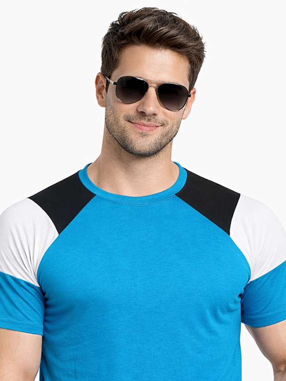 men colourblocked short sleeves regular fit t-shirt - 22563343 -  Standard Image - 1