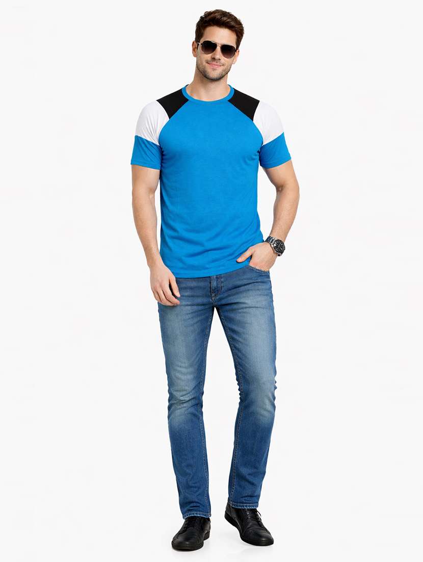 men colourblocked short sleeves regular fit t-shirt - 22563343 -  Standard Image - 4