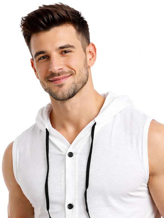 men solid sleeveless hooded t-shirt - 22563350 -  Standard Image - 1