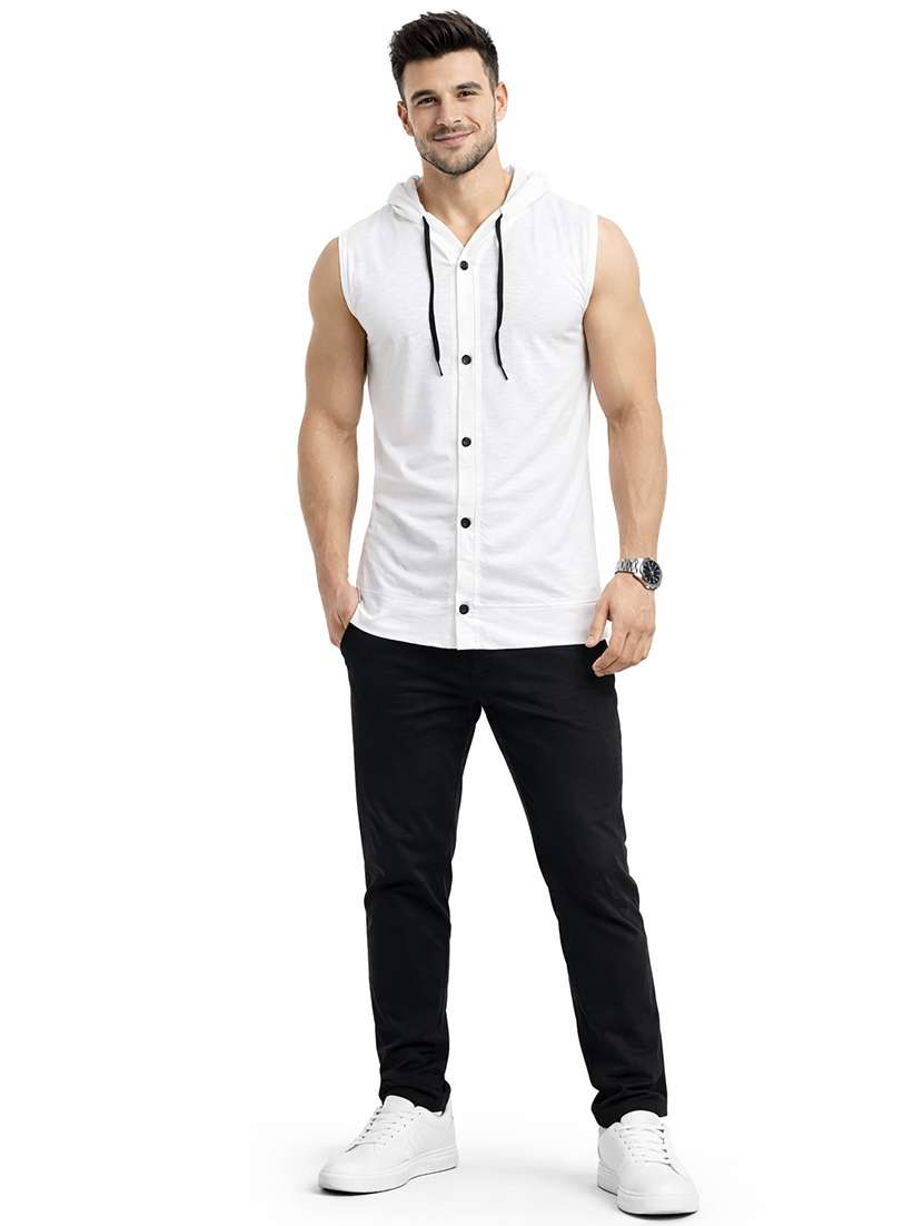 men solid sleeveless hooded t-shirt - 22563350 -  Standard Image - 4