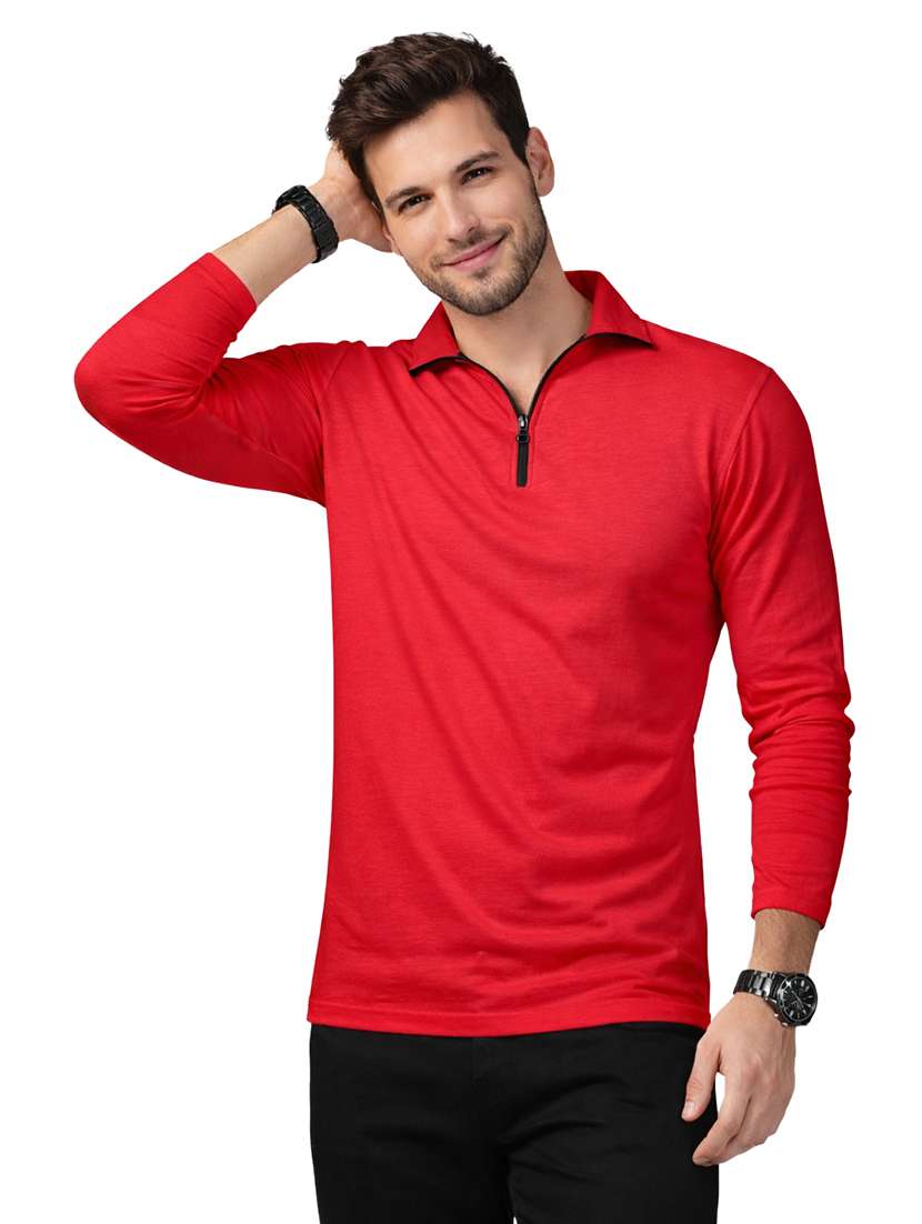 men solid long sleeve regular fit polo t-shirt