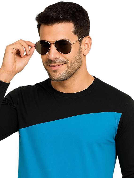 men color block long sleeve regular fit t-shirt - 22563432 -  Standard Image - 1