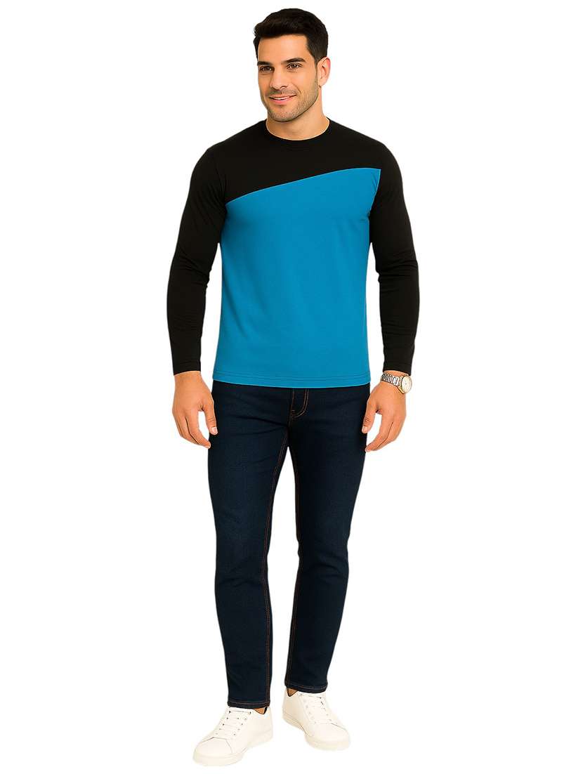 men color block long sleeve regular fit t-shirt - 22563432 -  Standard Image - 4