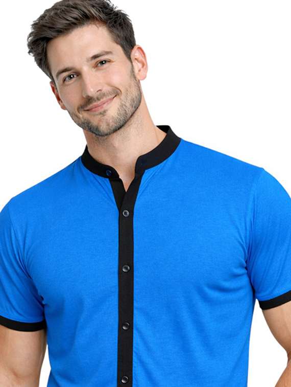 Men Solid Short Sleeve Regular Fit Casual Shirt - 22563564 -  Standard Image - 1