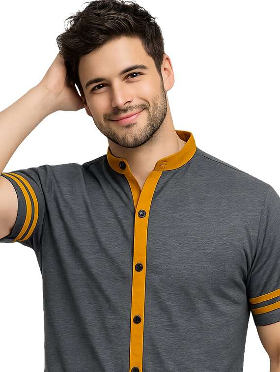 Men Solid Short Sleeve Regular Fit Casual Shirt - 22563568 -  Standard Image - 1