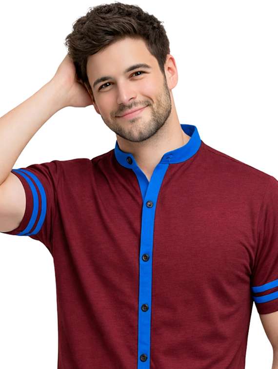 Men Solid Short Sleeve Regular Fit Casual Shirt - 22563570 -  Standard Image - 1