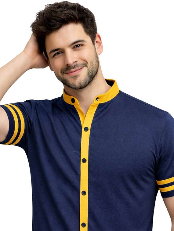 Men Solid Short Sleeve Regular Fit Casual Shirt - 22563572 -  Standard Image - 1