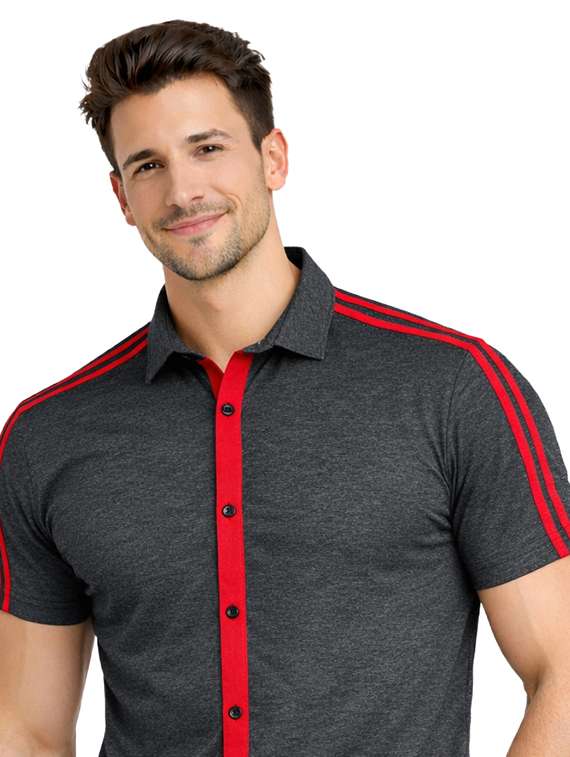 men tapered short sleeve regular fit casual shirt - 22563590 -  Standard Image - 1