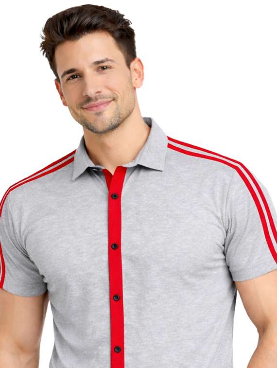 men tapered short sleeve regular fit casual shirt - 22563592 -  Standard Image - 1