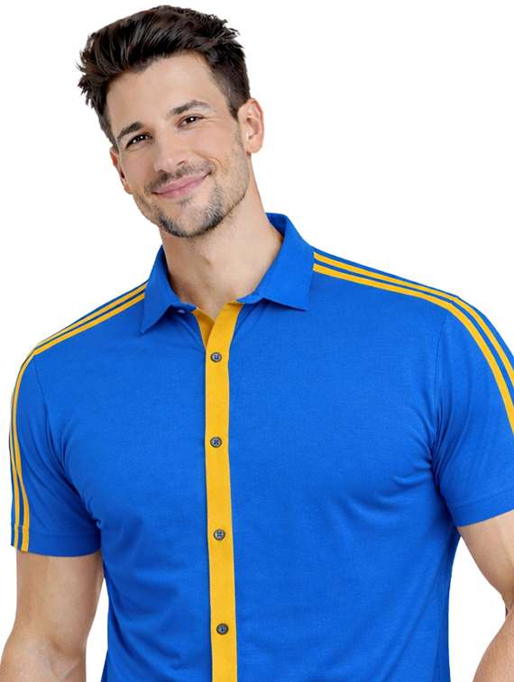 men tapered short sleeve regular fit casual shirt - 22563597 -  Standard Image - 1