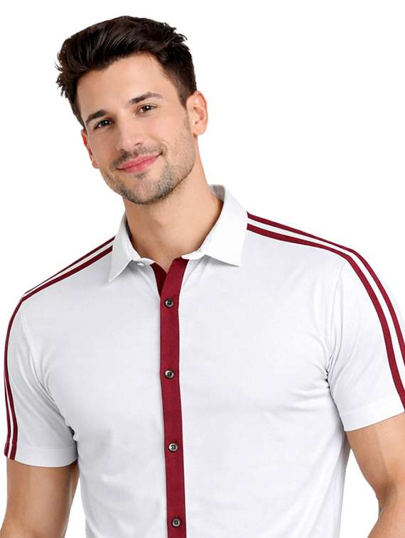 men tapered short sleeve regular fit casual shirt - 22563599 -  Standard Image - 1