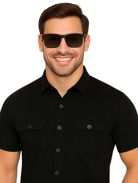 Men Solid Short Sleeve Regular Fit Casual Shirt - 22563623 -  Standard Image - 1