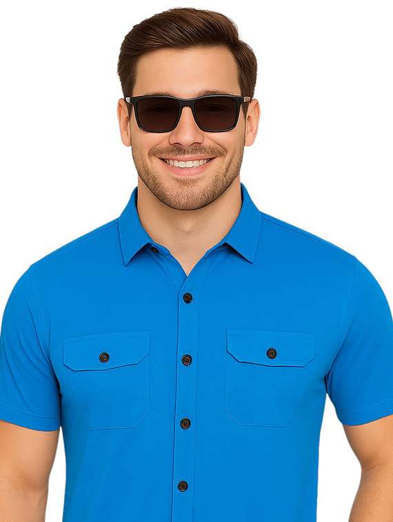 Men Solid Short Sleeve Regular Fit Casual Shirt - 22563629 -  Standard Image - 1