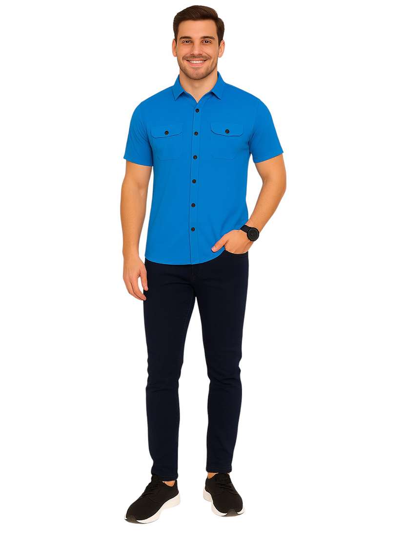 Men Solid Short Sleeve Regular Fit Casual Shirt - 22563629 -  Standard Image - 4