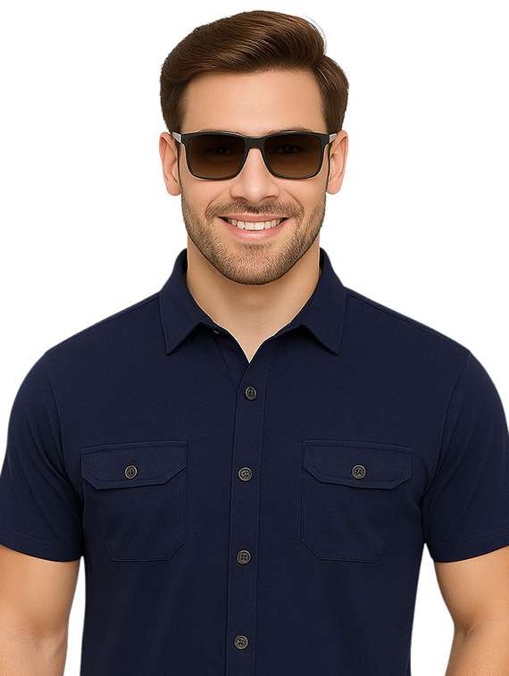 Men Solid Short Sleeve Regular Fit Casual Shirt - 22563633 -  Standard Image - 1