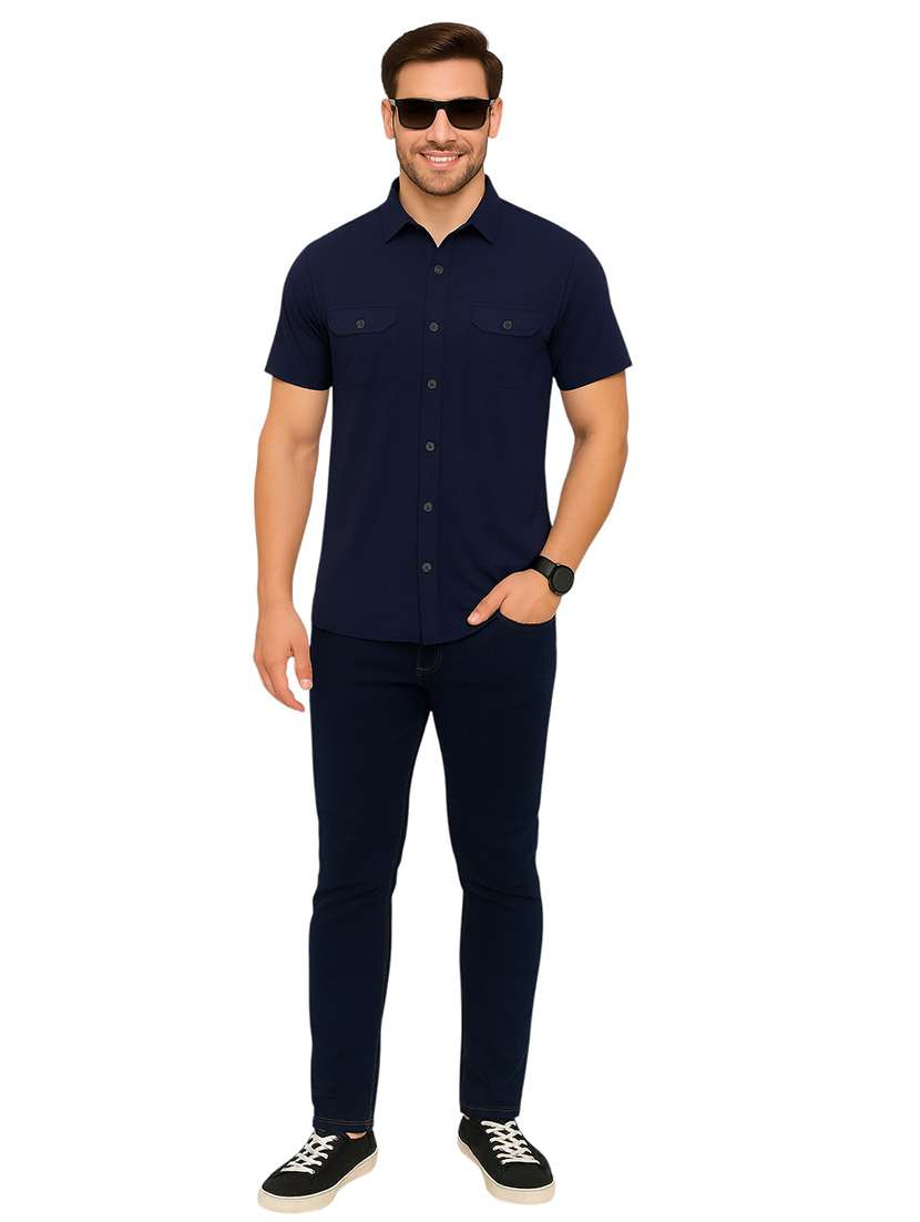 Men Solid Short Sleeve Regular Fit Casual Shirt - 22563633 -  Standard Image - 4