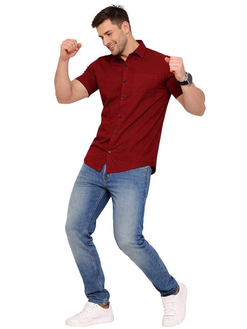 Men Solid Short Sleeve Regular Fit Casual Shirt - 22563639 -  Standard Image - 4