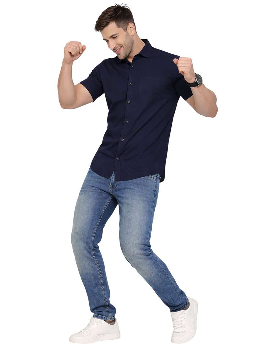 Men Solid Short Sleeve Regular Fit Casual Shirt - 22563641 -  Standard Image - 4