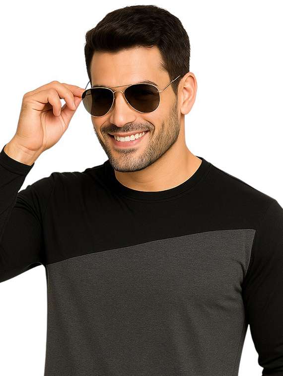 men color block long sleeve regular fit t-shirt - 22563721 -  Standard Image - 1