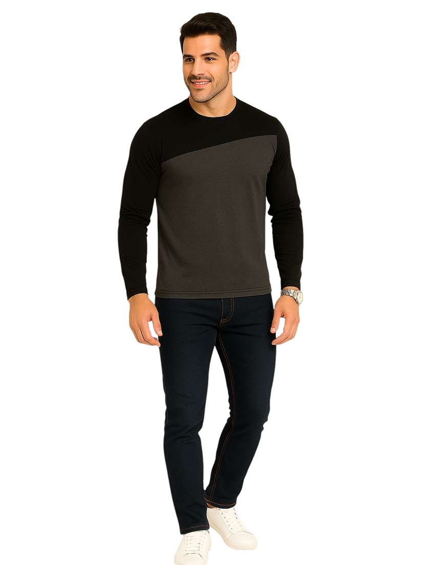 men color block long sleeve regular fit t-shirt - 22563721 -  Standard Image - 4