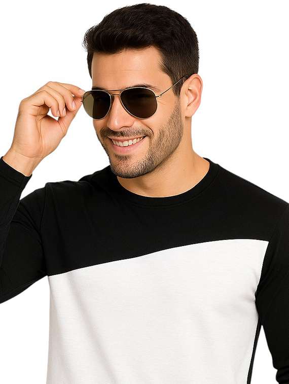 men color block long sleeve regular fit t-shirt - 22563729 -  Standard Image - 1