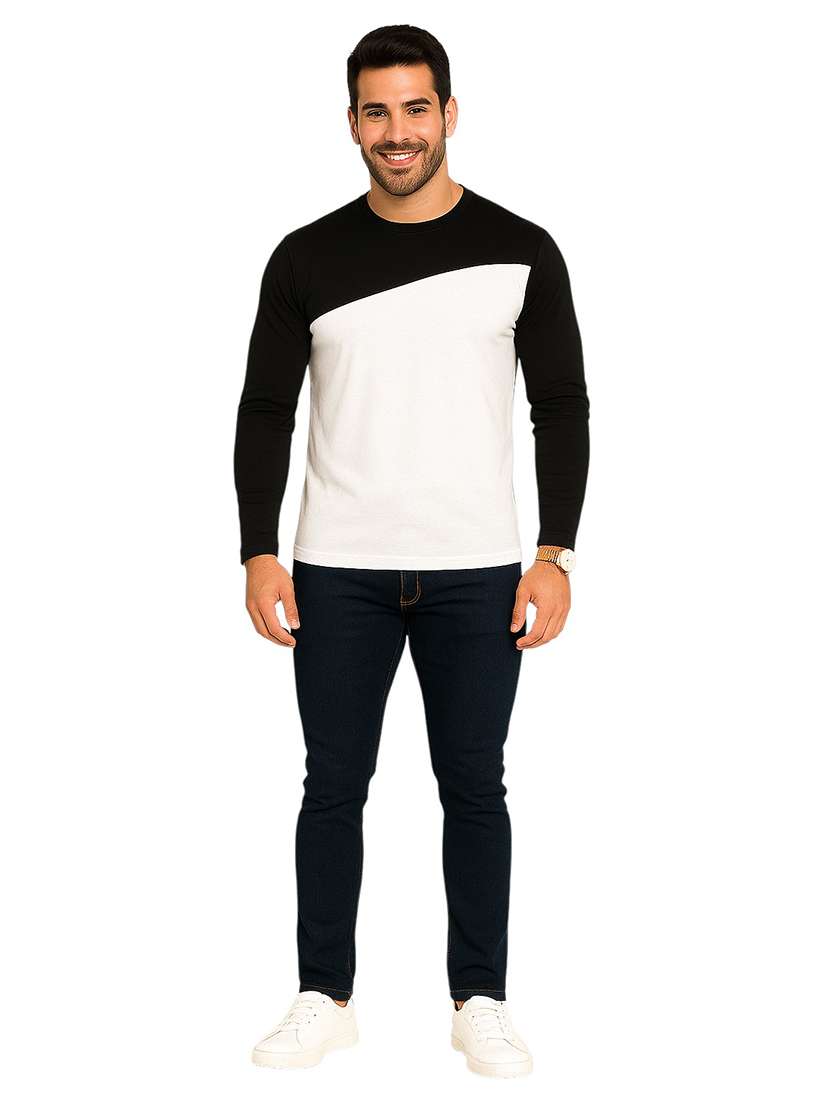 men color block long sleeve regular fit t-shirt - 22563729 -  Standard Image - 4
