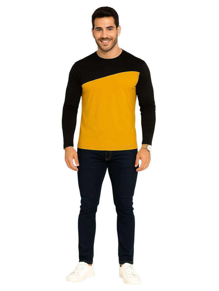 men color block long sleeve regular fit t-shirt - 22563730 -  Standard Image - 4