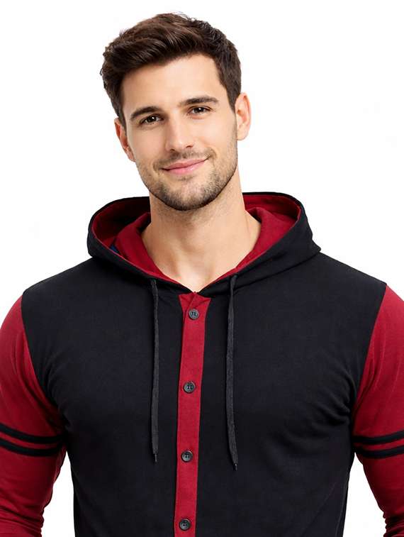 men color block long sleeve regular fit polo t-shirt - 22563774 -  Standard Image - 1
