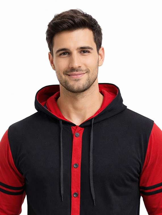 men color block long sleeve regular fit polo t-shirt - 22563775 -  Standard Image - 1