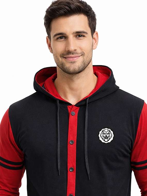 men color block long sleeve regular fit polo t-shirt - 22563778 -  Standard Image - 1
