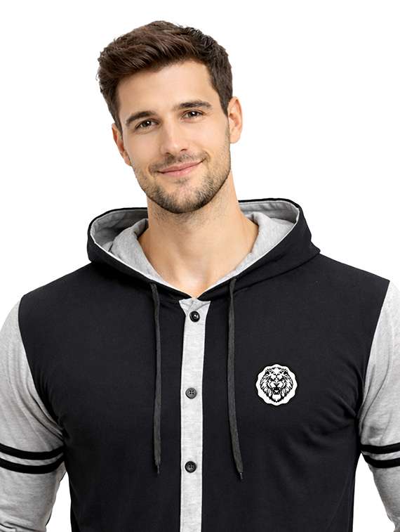 men color block long sleeve regular fit polo t-shirt - 22563782 -  Standard Image - 1