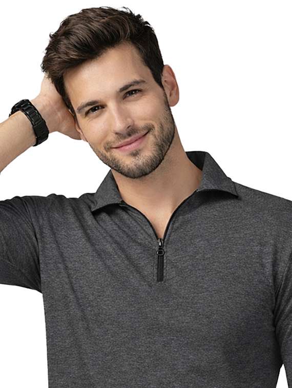 men solid long sleeve regular fit polo t-shirt - 22563785 -  Standard Image - 1