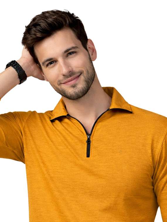 Men Solid Long Sleeve Regular Fit Polo T-shirt - 22563787 -  Standard Image - 1