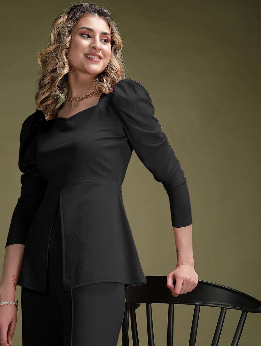 black lycra top and trouser set coord - 22563817 -  Standard Image - 1
