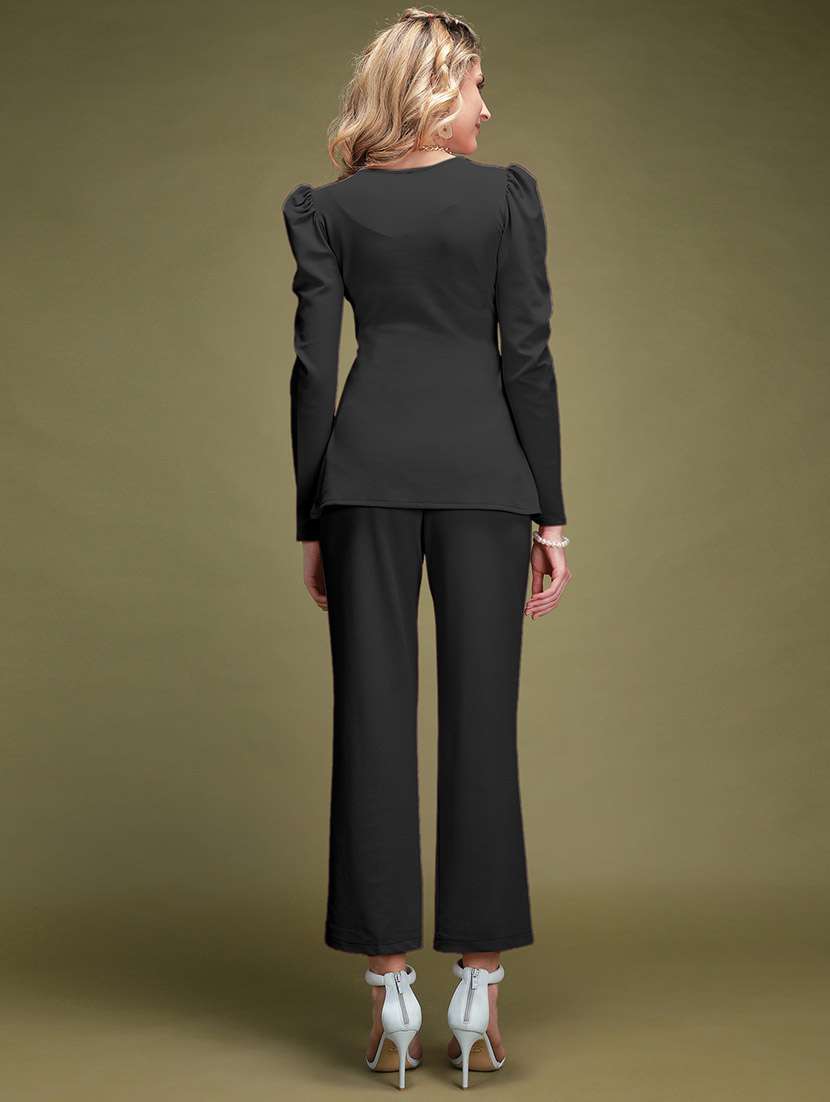 black lycra top and trouser set coord - 22563817 -  Standard Image - 4