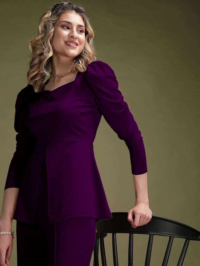 purple lycra top and trouser set coord - 22563820 -  Standard Image - 1