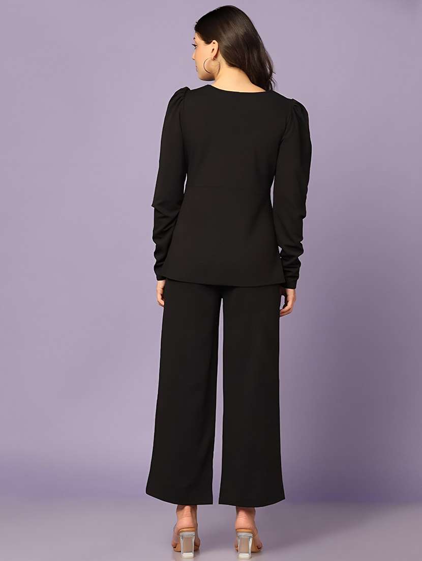 black polyester top and trouser set coord - 22564768 -  Standard Image - 4