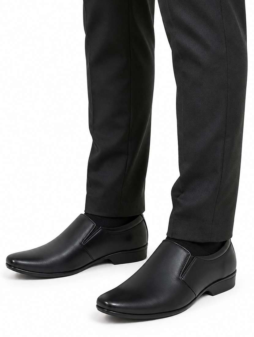 men solid slip on formal shoes - 22564781 -  Standard Image - 4