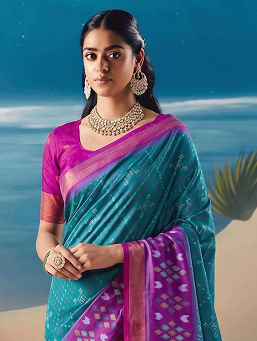 women self design pochampalli saree with blouse - 22564904 -  Standard Image - 1