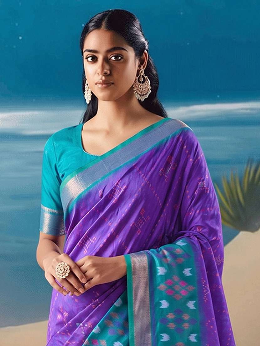 women self design pochampalli saree with blouse - 22564908 -  Standard Image - 1