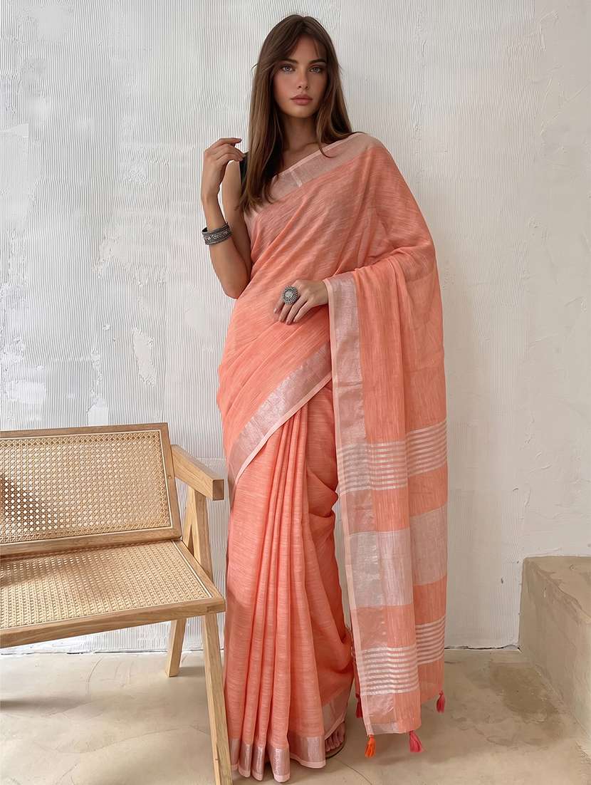 women solid with bordered saree with blouse - 22564983 -  Standard Image - 1