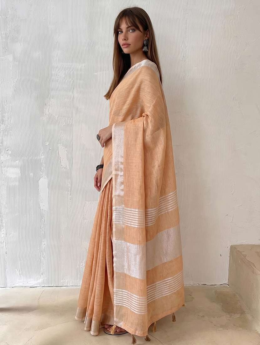 women solid with bordered saree with blouse - 22564991 -  Standard Image - 1