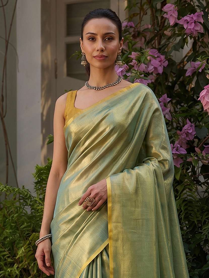women solid plain saree with blouse - 22564996 -  Standard Image - 1