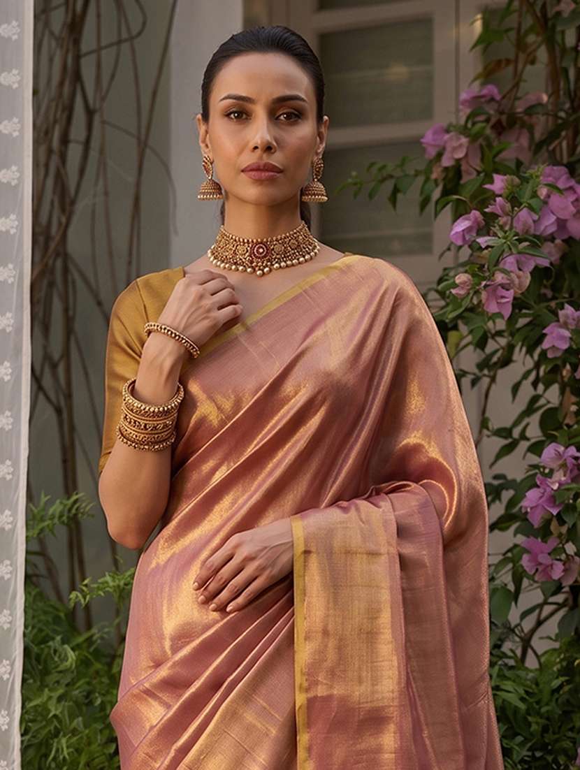 women solid plain saree with blouse - 22564998 -  Standard Image - 1