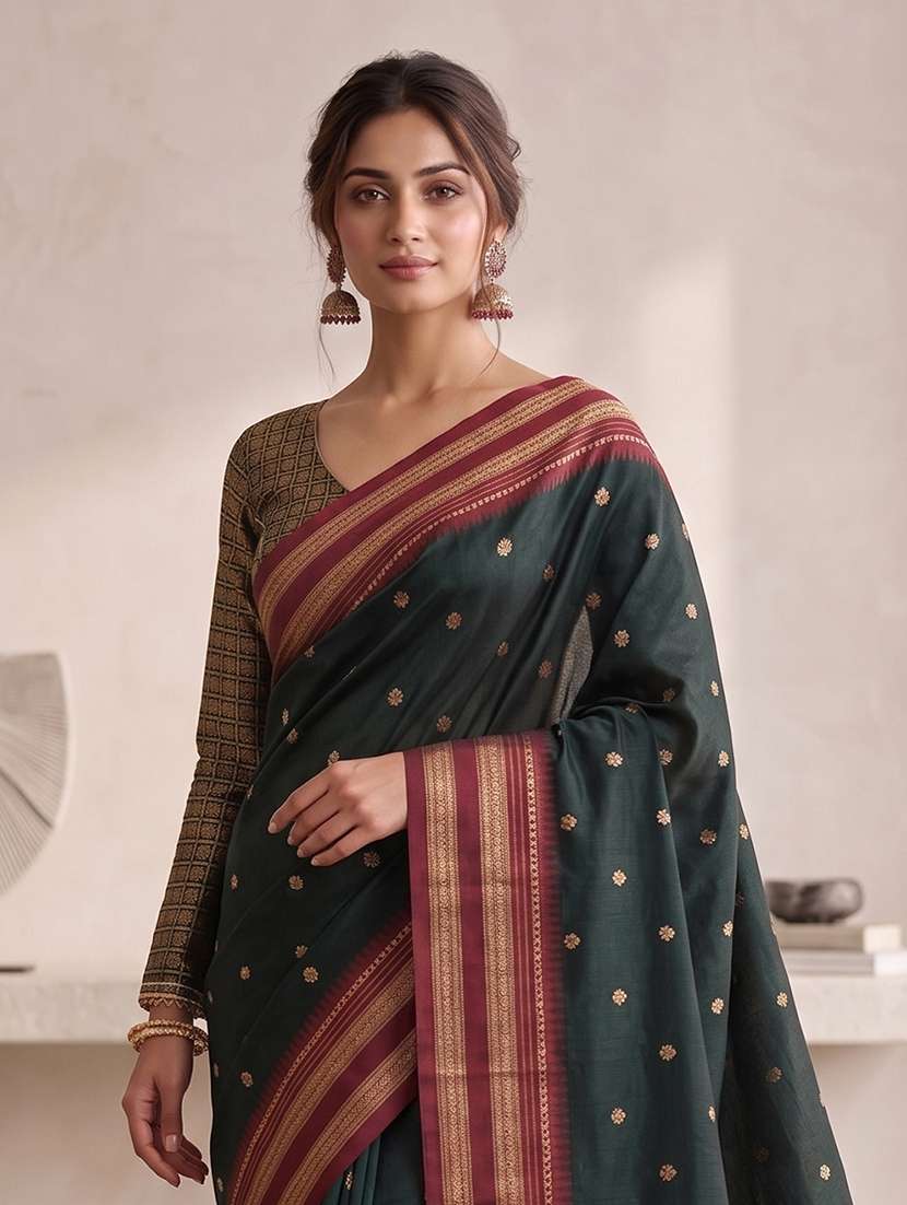 women self design bordered saree with blouse - 22565023 -  Standard Image - 1