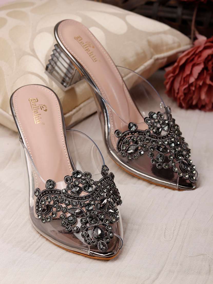 women embellished slip on sandal